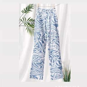 Blue and White Swirl Pattern Pants